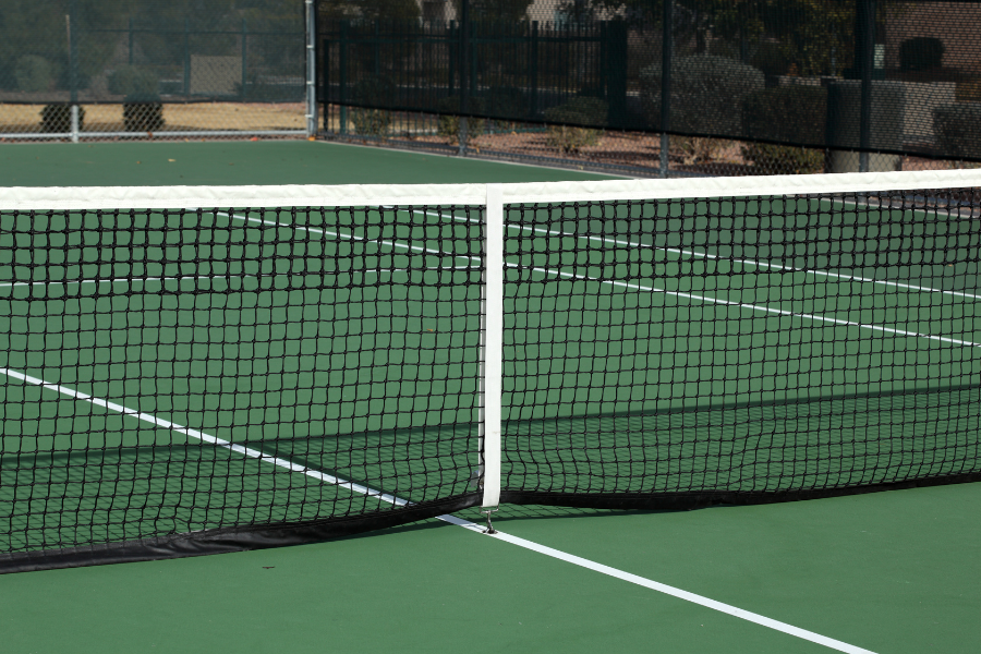 tennis net hard court green